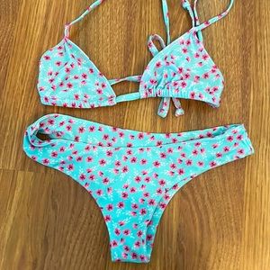 Kulani kinis pink and blue floral bikini XS